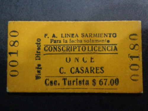 Boleto De Ferrocarril Para Conscripto Licencia 0