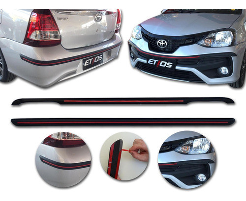 Etios Sedan 2017 Molduras De Paragolpes Con Vira Roja Kenny 0