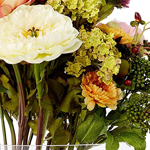 Casi Natural 4668 Peonía Con Jarrón De Vidrio Arreglo De Flo 1