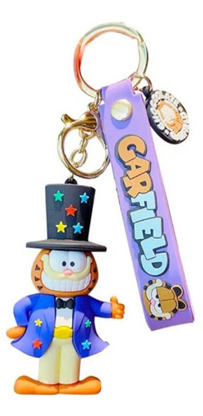 Llavero De Goma Pvc Personaje Gato Garfield Con Correa 0