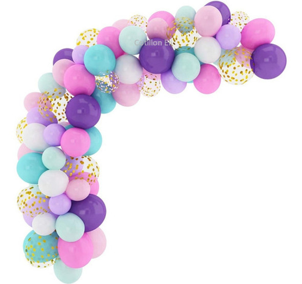 Arco Organico Globos Violeta Fucsia Rosa Celeste  Confetti 0