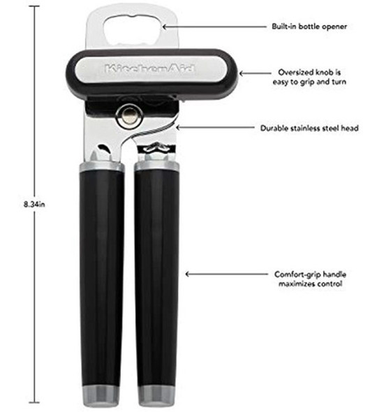 Abrelatas Multifunción Clásico De Cocina, Negro 2, Talla Úni 1