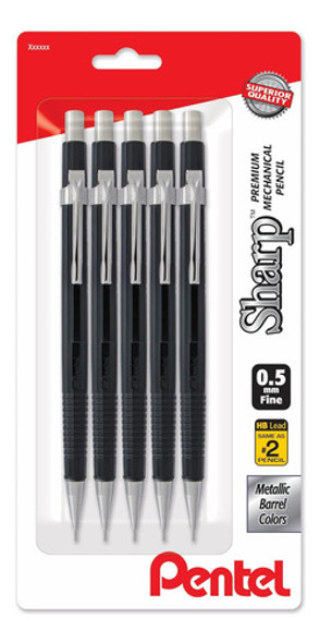 Pentel Sharp Mechanical Pencil 0.5 Mm - Negro - Paquete 5 0 Pentel Sharp Mechanical Pencil 0.5 Mm - Negro - Paquete 5 0