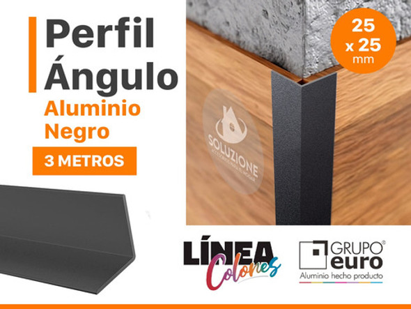 Perfil Ángulo L 25 Mm X 25 Mm Aluminio Euro Negro Premium 1