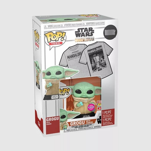 Funko Star Wars Mandalorian Grogu Flocked + Remera Original 1 Funko Star Wars Mandalorian Grogu Flocked + Remera Original 1