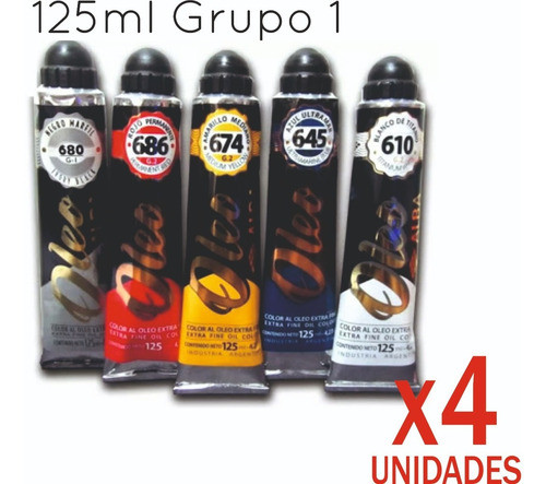 4 Oleos Alba X 125ml Profesional Pomo Grande Grupo 1 En Caja 1