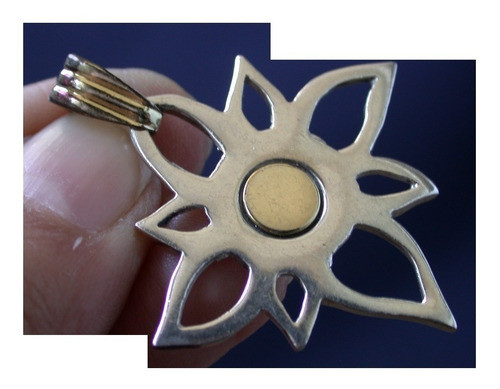 Luli Colgante Plata 925 Y Oro Sol Enorme Regalado Grande 1