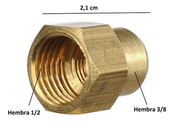 Cupla De Reduccion De Bronce De 1/2 Hembra A 3/8 Hembra 1