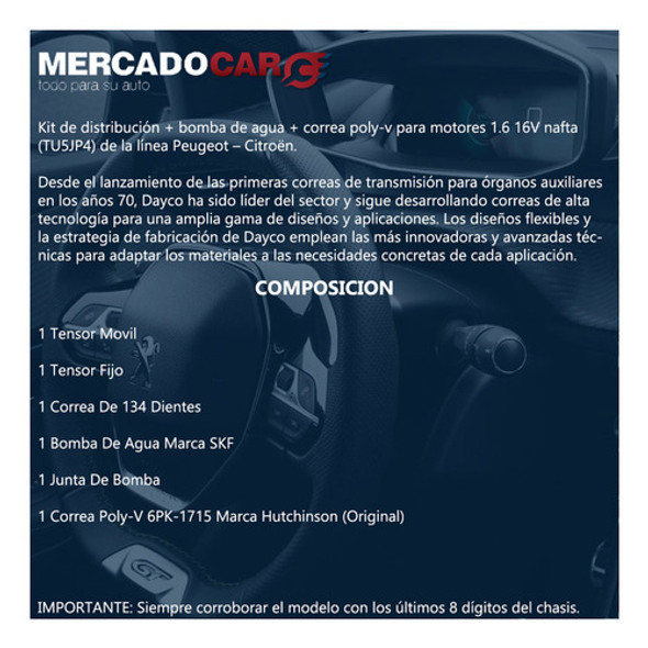 Distribucion Dayco + Bomba + Poly-v C3 Picasso 1.6 16v 2013 1
