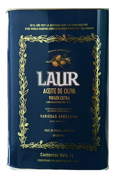 Aceite De Oliva Extra Virgen Arbequina Laur Lata 1l Pack X2 1