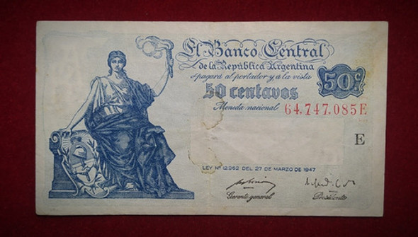 Billete 59 Centavos 1949 Bottero 1811 Progreso 0 Billete 59 Centavos 1949 Bottero 1811 Progreso 0