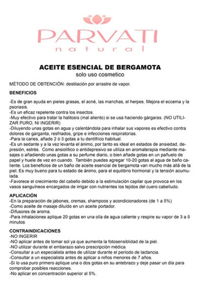 Aceite Esencial Puro Bergamota 30ml Aromaterapia 100% Puro 1 Aceite Esencial Puro Bergamota 30ml Aromaterapia 100% Puro 1