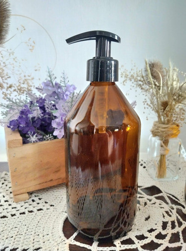 Dispensador De 500 Ml Vidrio Ámbar Con Válvula Color Negro 1