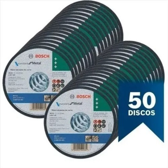 50 Discos De Corte Bosch Amoladora 115 Mm 4.1/2 Inox 1mm 0