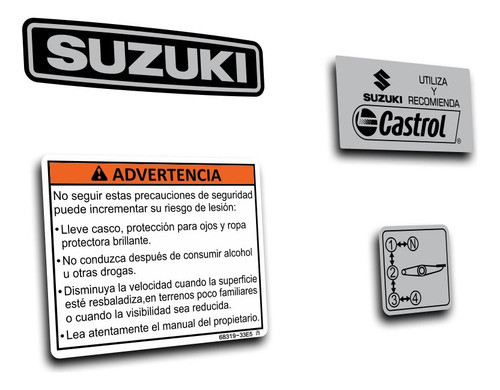 Calcos Suzuki Ax 100 Advertencia Tanque Tablero Tapas Motor 0