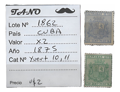 Lote1862 Centroamérica X2 Estampillas Año 1875 Yvert# 10/11 0