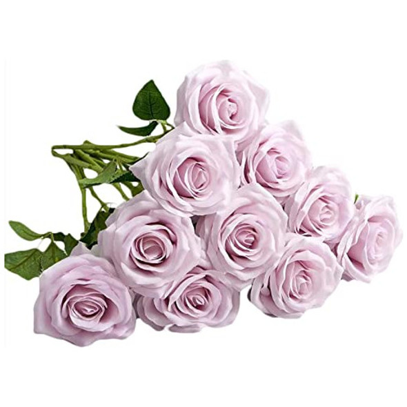 Rosas Artificiales De Seda 10u.  Lavanda Malva 0 Rosas Artificiales De Seda 10u.  Lavanda Malva 0