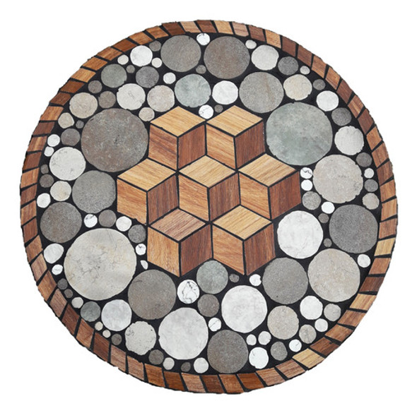 Mesa Madera Plegable Con Mosaico Artesanal Simil Madera 0