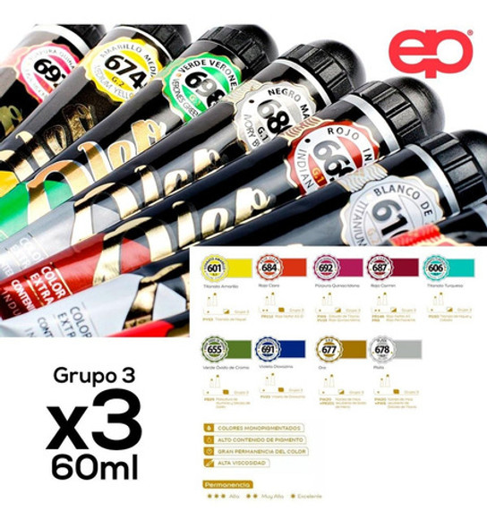 Oleos Alba Profesionales 60 Ml. Grupo 3 Pack X3 1 Oleos Alba Profesionales 60 Ml. Grupo 3 Pack X3 1