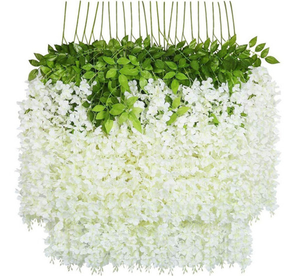 24 Guirnaldas De Flores De Vid Artificiales - Blanco 0 24 Guirnaldas De Flores De Vid Artificiales - Blanco 0