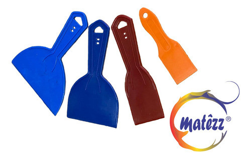 Juego De 4 Espátulas Plasticas C/mango Matezz 1