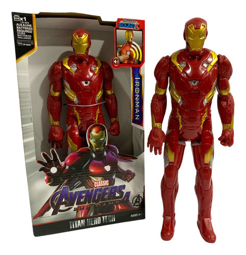 Muñeco Figura Iron Man Articulado 30cm Con Luz Y Sonido + 0