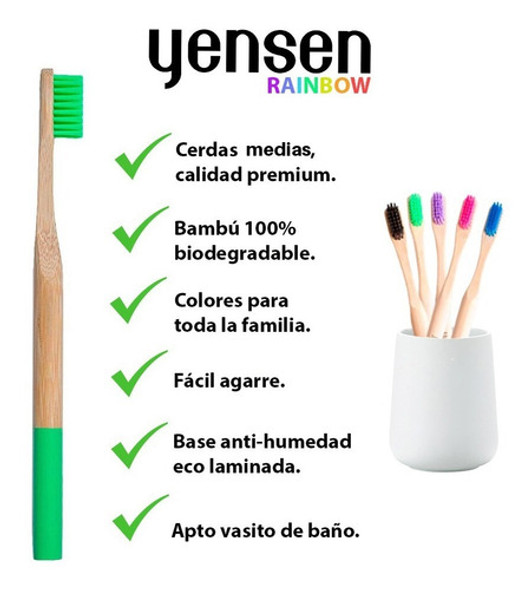 X1 Unidad Cepillo De Dientes Cerdas Medias De Bambú Yensen 1 X1 Unidad Cepillo De Dientes Cerdas Medias De Bambú Yensen 1