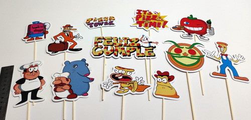 Adorno Torta Deco Mesa Dulce Juego Pizza Tower Peppino 0