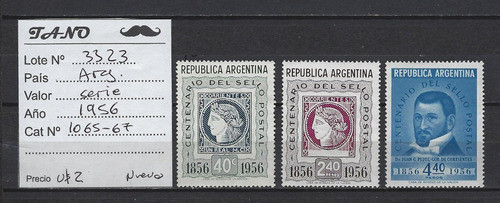 Lote3323 Argentina Serie 1956 Gj# 1065-67 Nuevos 1