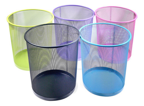 Papelera Oficina Metálica Celeste - Goldin Papeleria 0