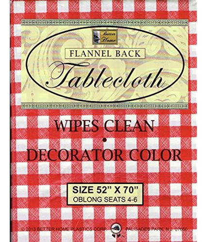 Mejor Hogar Rojo A Cuadros Vinilo Mantel Decorador Diseño F 0
