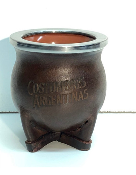 Mate Uruguayo Ceramica Forrado En Cuero Bomb Bronce Niquelad 1 Mate Uruguayo Ceramica Forrado En Cuero Bomb Bronce Niquelad 1