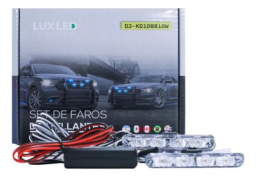 Set 3 Faros Destellantes Led Azul 12/24v Con Control Remoto 0