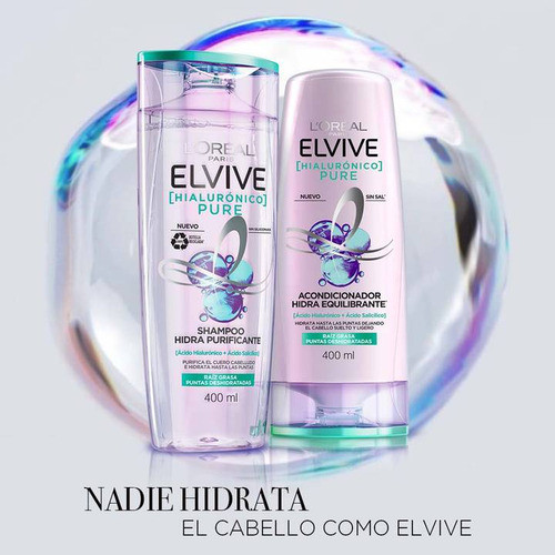 Combo Shampoo Acondicionador Loreal Elvive Hialuronico Pure 1
