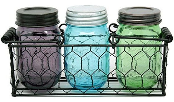 Caddy For 3 Pint Mason Jars En Alambre De Pollo Con Asas De 1