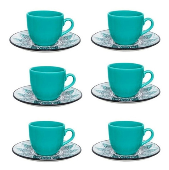 Juego X 6 Tazas Te C/platitos 200ml Ceramica Oxford Brasil 0