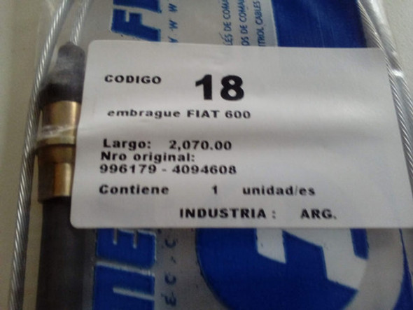 Cable Embrague Fiat 600 Nuevo 1