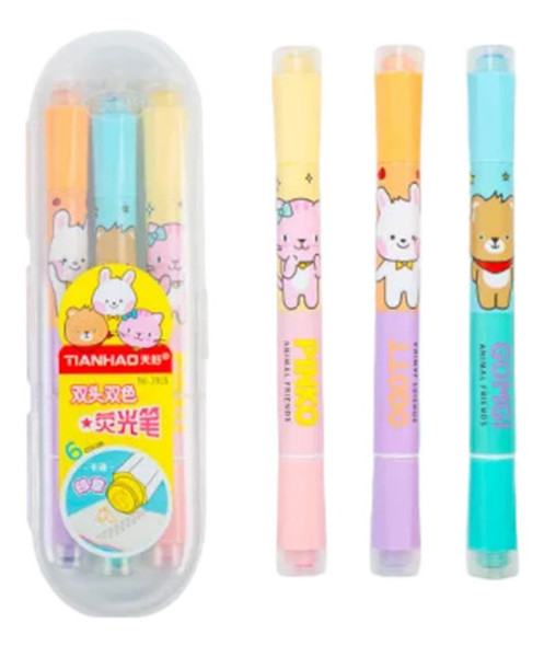 Pack 3 Resaltadores Dobles C/sellos Estuche Transparente 0 Pack 3 Resaltadores Dobles C/sellos Estuche Transparente 0