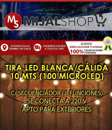 Tira Guirnalda Led Calida 10 Mts 100 Luces 220v Multifuncion 1