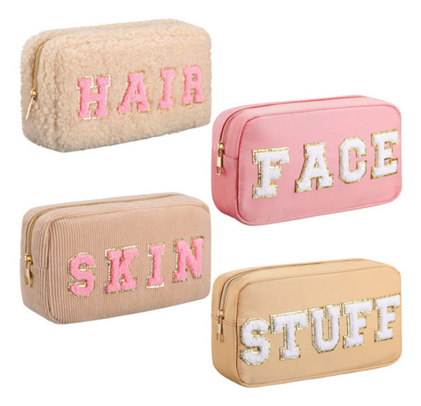 Kajaia 4 Piezas De Nailon Preppy Bolsa De Maquillaje Con Let 0 Kajaia 4 Piezas De Nailon Preppy Bolsa De Maquillaje Con Let 0