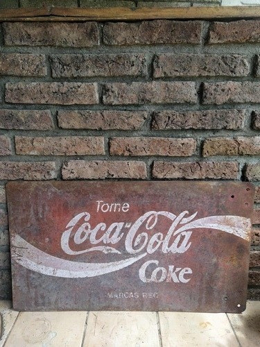 Antigua Chapa Propaganda De Coca Cola 70 X 40 Cm 1