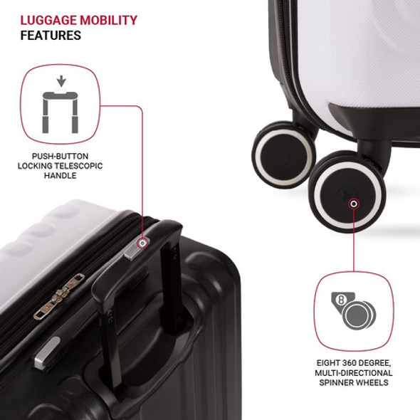 Swissgear 8028 Equipaje Giratorio Expandible Rígido, Negro/b 1