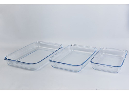Set 3 Fuentes De Vidrio Tipo Pirex Horno Microondas Grandes 1