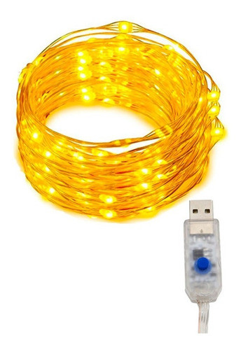 Tira Guirnalda Alambre 80 Led Blanco Calido Usb 10 Mts 1