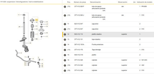 Plato Superior De Espiral Delantero Vw Gol G1 Ab9 G3 Power 1