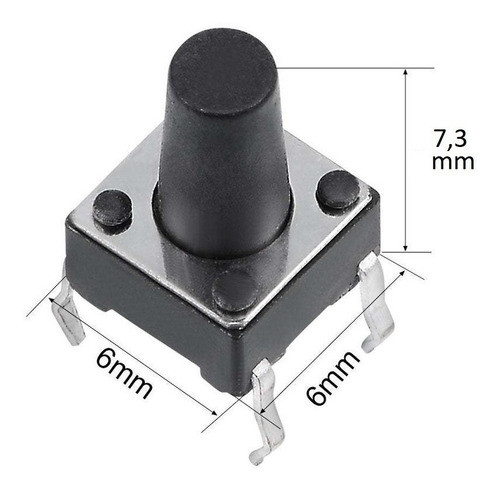 100 Unidades Boton Pulsador Tact Switch 6x 6 X 7,3mm 4 Patas 1