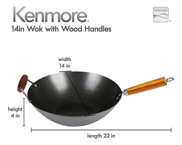 Kenmore Hammond Wok De Acero Al Carbono De Fondo Plano, 14 P 1