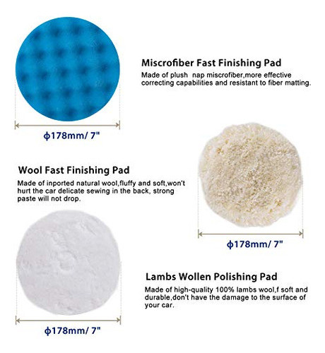 Tampón Pulir Kit De Coche 10pcs 7 Pulgadas Almohadilla... 1