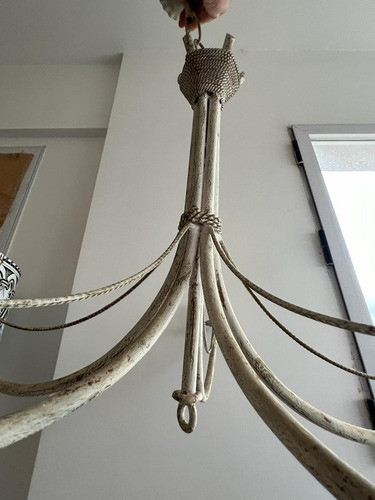 Araña Antigua De Hierro Con Detalles Trabajados - Artesanal 1