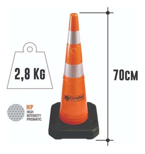 Cono Vial Naranja Flexible 70-75cm Base Rigida Conoflex Regl 0